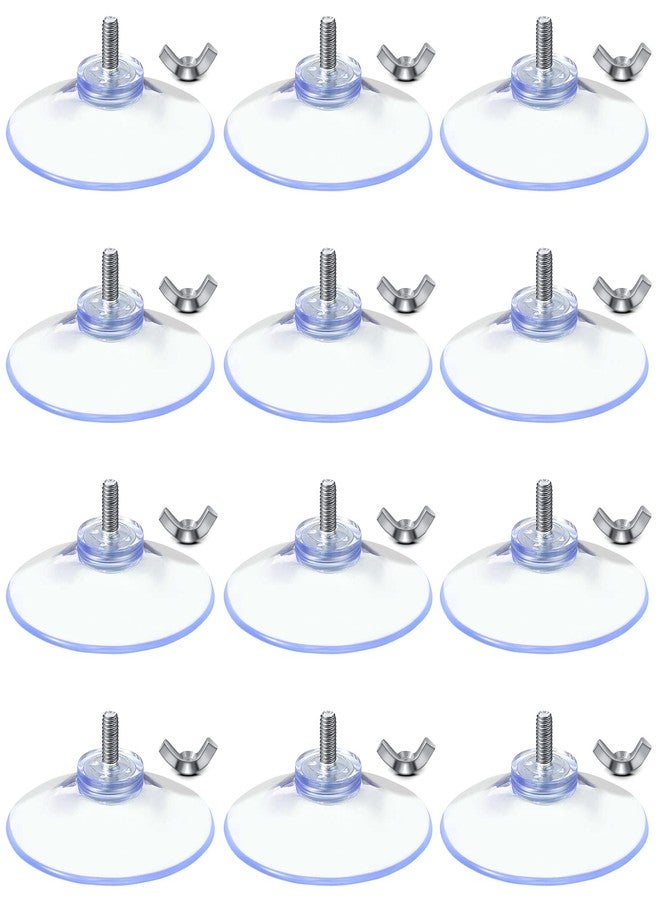 Quzzil Suction Cups with Screws 4 mm Thread Transparent PVC Suction Cup with Screw Hook 2 Inch Diameter Butterfly Wing Nut Clear Sucker Suction Cup with Cap for Kitchens Offices Bathroom (12 Sets) - Image 1